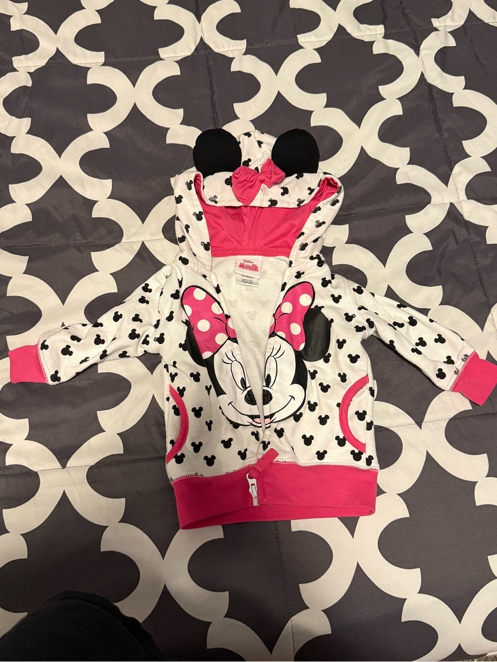 Disney Minnie Mouse Hooded Zip-Up Jacket - White, Black & Pink